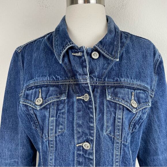 Vintage Blue Denim Squeeze Stephen Hardy Button Jacket Lg - Picture 3 of 7